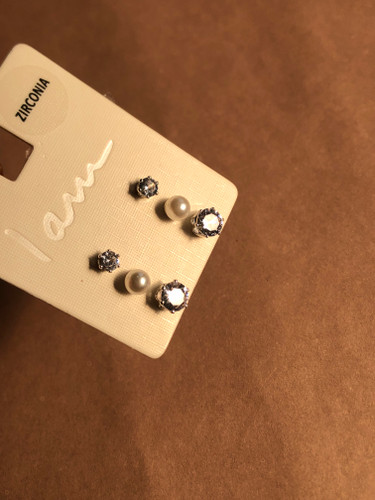 🫧پک ۳تایی گوشواره میخی مروارید و نگین برند Iam|گوشواره پکی|پک گوشواره|پک اکسسوری