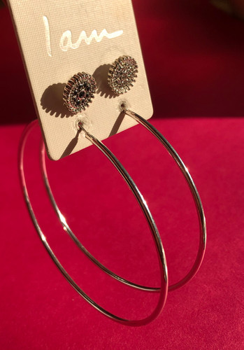 پک گوشواره ۲تایی برند I am 🧚🏻♀️|پک گوشواره حلقه و میخی |گوشواره حلقه ای بزرگ |گوشواره گردحلقه ای شیک و ساده