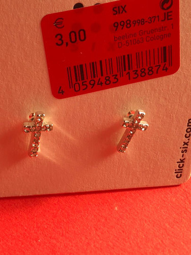 گوشواره میخی صلیب | گوشواره صلیب میخی| گوشواره صلیب نگین دار