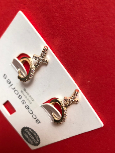 🪨گوشواره آبکاری نقره برند accessories |گوشواره صلیب|گوشواره نگینی صلیب