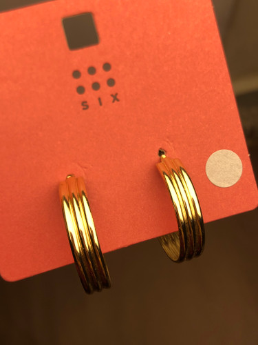 گوشواره اروپایی برند SIX| گوشواره طلایی | گوشواره طرح موج طلایی|گوشواره طرح طلا|گوشواره نیم حلقه