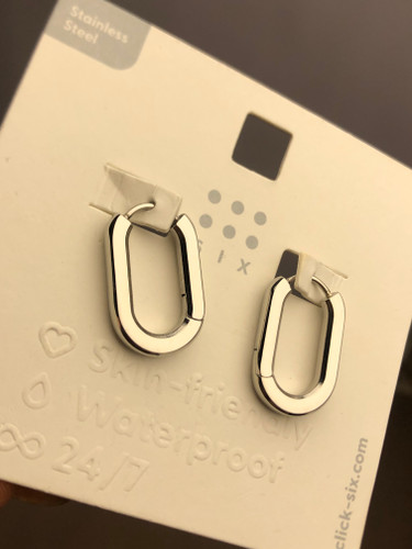 گوشواره اروپایی برند SIX|گوشواره زنانه استیل رنگ ثابت|گوشواره بیضی |گوشواره استیل|گوشواره وارداتی | گوشواره نقره ای |گوشواره ضدحساسیت