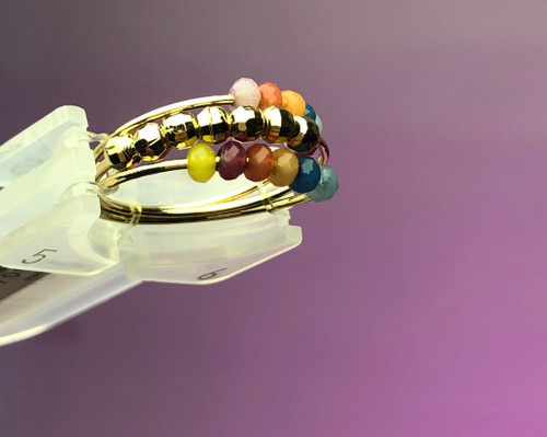 پک ۳ تایی انگشترابکاری طلا|پک انگشتر|انگشتر پکی|انگشتر رنگی رنگی|انگشترپینترستی|هدیه تولد|انگشتر مهره ای