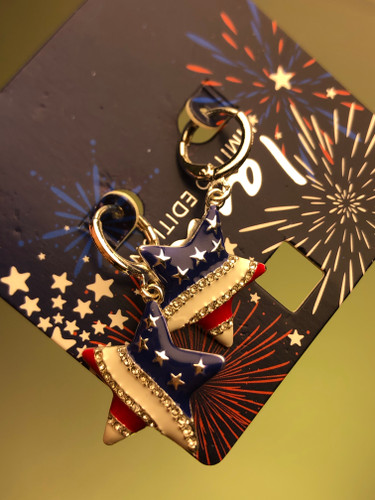 گوشواره ستاره نگین دار |اکسسوری آمریکایی|گوشواره طرح پرچم|گوشواره آمریکایی|گوشواره پرچم|گوشواره ترند