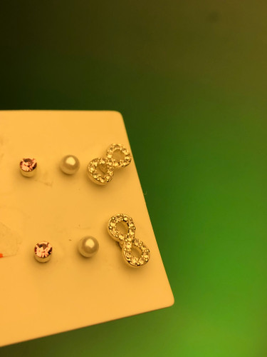 گوشواره پینترستی صورتی|پک گوشواره نگین صورتی |اکسسوری وارداتی|گوشواره پکی ۳تایی|گوشواره ترند|پک گوشواره بینهایت