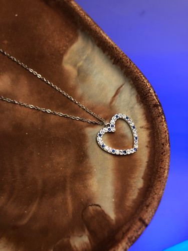 گردنبند بلند رولباسی|گردنبد قلب نگینی |گردنبند قلب آبی|رولباسی خاص|هدیه|گردنبند ترند|گردنبند پینترستی