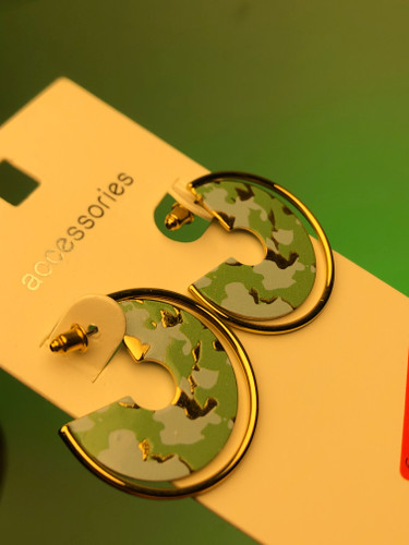 گوشواره اقیانوسی🌊،گوشواره نیم دایره سبز آبی،🌎گوشواره ترند پینترستی،گوشواره کره زمین🌎،گوشواره جهان🫠🌎