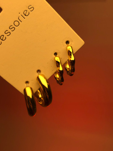 گوشواره گرد طلایی-گوشواره پکی دوتایی،گوشواره ابکاری طلا خاص دخترونه ، پک گوشواره ۲ عددی اقتصادی،اکسسوری پینترستی