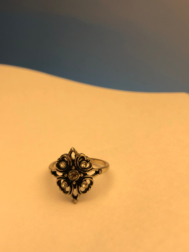 انگشتر رنگ ثابت|انگشتر سیاه قلم|انگشتر زنانه نگین دار|انگشتر مشکی نقره ای|اکسسوری زنانه|انگشتروینتیج