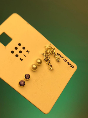 پک گوشواره ۳ تایی|گوشواره پکی |گوشواره ستاره آویز|گوشواره مروارید|گوشواره نگین آبی|پک گوشواره پینترستی