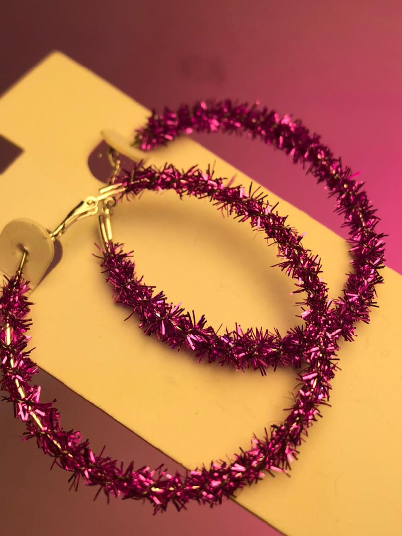 گوشواره پینترستی |گوشواره مجلسی شاد|گوشواره ارزان🎀گوشواره حلقه ای صورتی|اکسسوری خاص|گوشواره ۸۵ تومنی|گوشواره صورتی گرد
