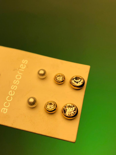 گوشواره پینترستی مرواریدی|گوشواره پکی ۳تایی |گوشواره کریستال درخشان|پک گوشواره ارزان🎀گوشواره مروارید نقره ای|اکسسوری خاص|گوشواره ۹۵ تومنی