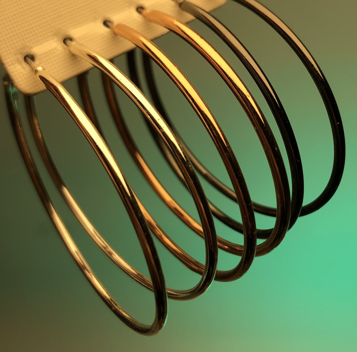 پک گوشواره حلقه ای 🎀گوشواره حلقه ای مشکی رزگلد نقره ایی |پک گوشواره ۳تایی|گوشواره حلقه ای بزرگ